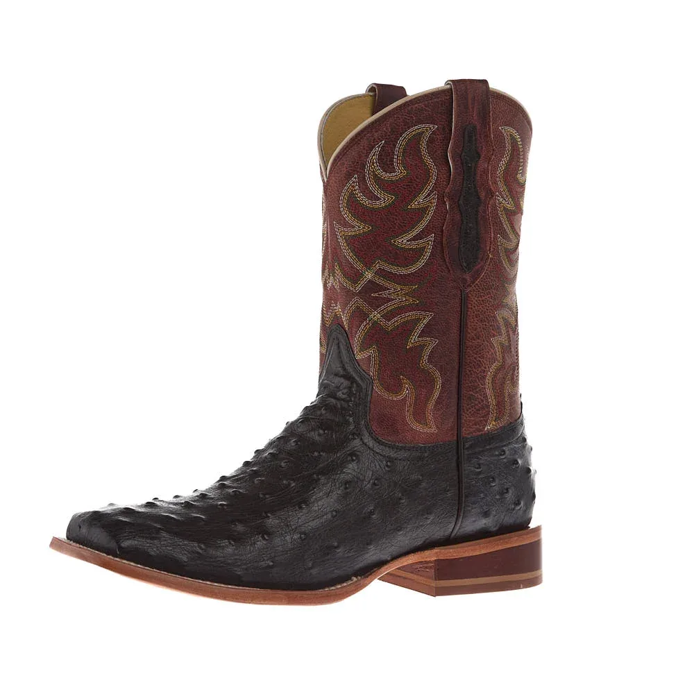 Tony Lama Men's Chocolate ReQuill Ostrich Vamp 11in Brown Top