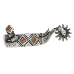 Tooley Bits Spurs Buckles 1in Band Diamond Silver Mount 12pt Rowel Spur
