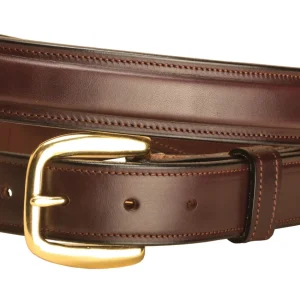 Tory Leather 1 1/4" Raised Belt with Brass Buckle