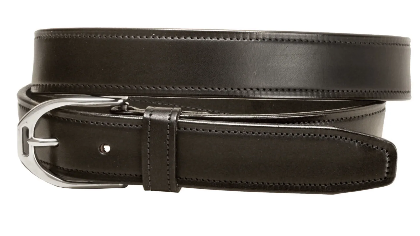 Tory Leather 1 1/4" Stainless Steel Stirrup Buckle Belt
