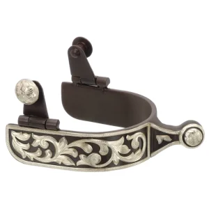 Tough 1 1 Brown Steel Silver Engraved Ball End 1inch Spurs