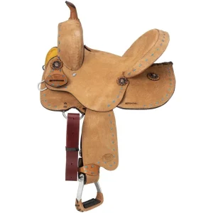 Tough 1 10in Medina Natural Roughout Kids Barrel Saddle