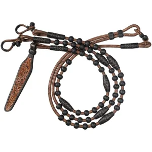 Tough 1 30 Plait Brown and Black Rawhide Romal Reins