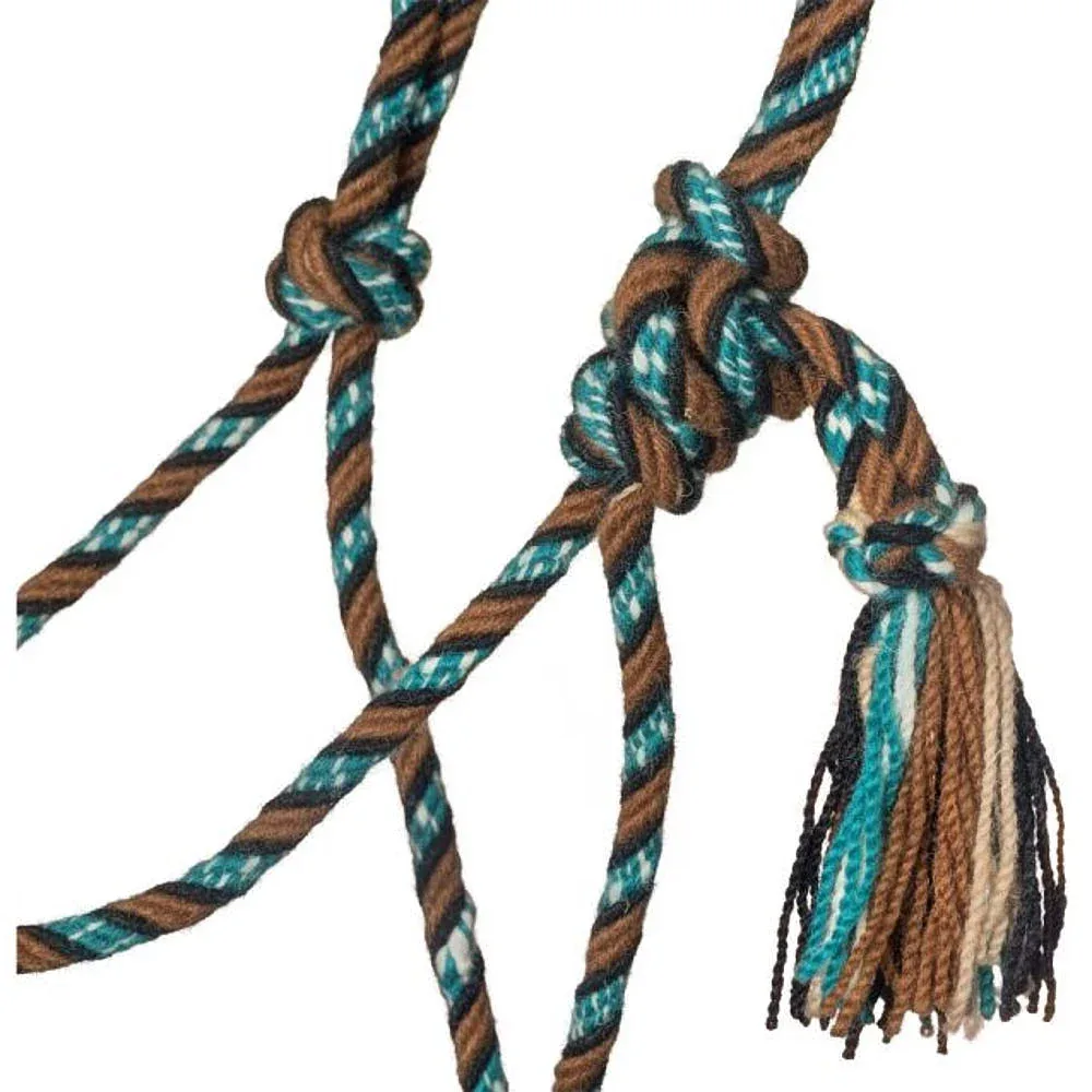 Tough 1 Brown Black Teal Cream Mecate Rope Halter - Image 2