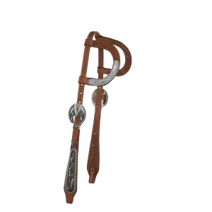 Tough 1 Natural Basket Tooled Double Ear Show Headstall