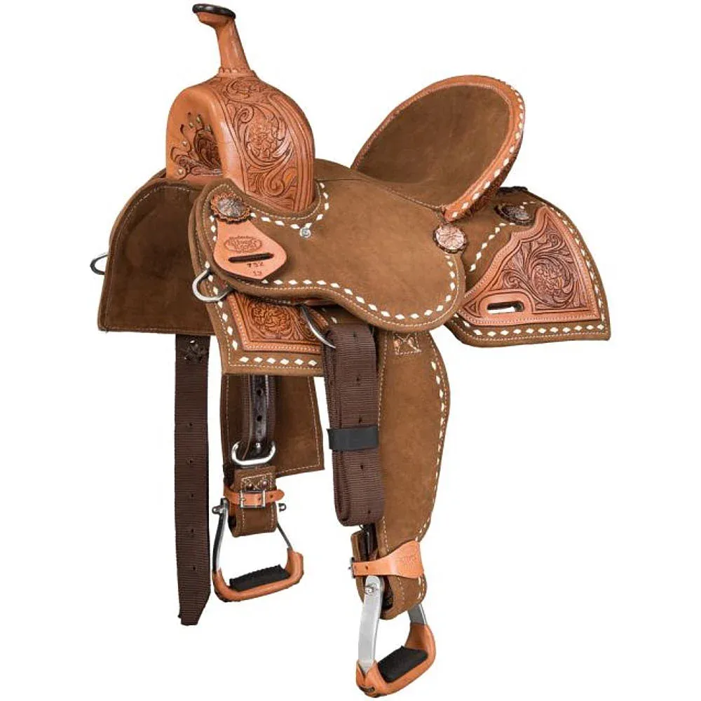 Tough 1 SB Brown 13in Youth Barrel Saddle - Image 2