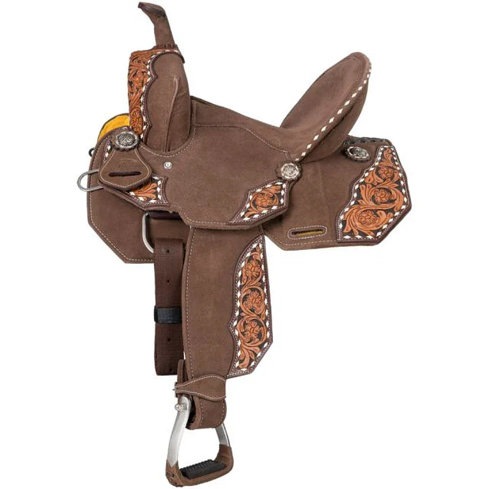 Tough 1 Shiloh Overlay Buckstitch Brown 12in Barrel Saddle