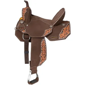 Tough 1 Shiloh Overlay Buckstitch Brown 14in Barrel Saddle