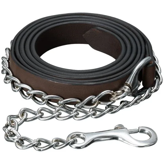 Tough 1 Silver Royal Leather Show Lead with Chain