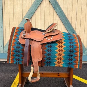Tough 1 Used 11in Barbed Wire Border Youth Barrel Saddle