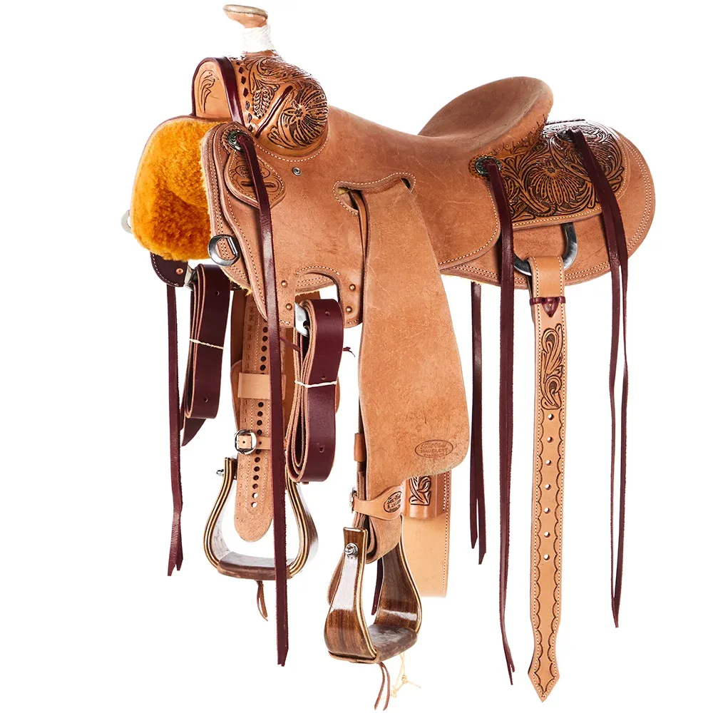 Trent Ward 1/2 Breed Antique Poinsettia Seat Rig Tucson Ranch Roper