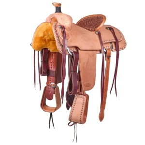 Trent Ward 14.5in Natural Buckstitch Border Pencil Roll Team Roping Saddle