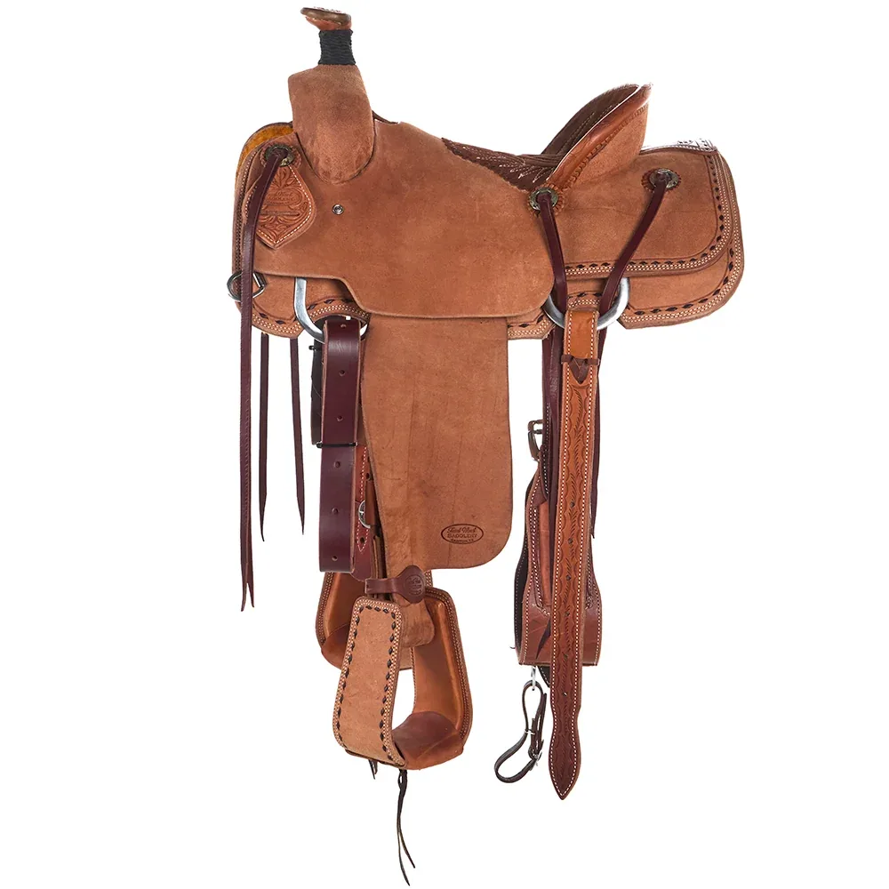 Trent Ward 14.5in Roughout with Buckstich and Quilted Bicycle Seat Arizona Team Roper - Image 2