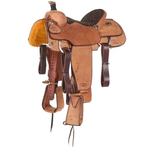 Trent Ward 14in Roughout Platinum Calf Roper with Chocolate Quilted Seat