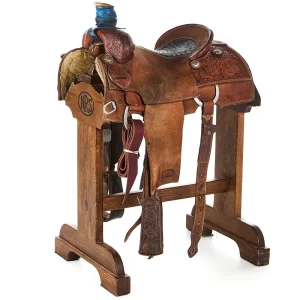 Trent Ward Used 14.5in 1/4 Breed Floral with Inlaid Gator Seat Team Roper