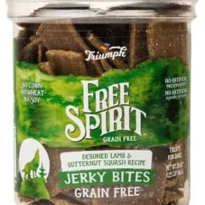Triumph Grain-Free Free Spirit Deboned Lamb, SP & Butternut Squash Jerky Bites Jerky Dog Treats - 20 oz - Case of 6