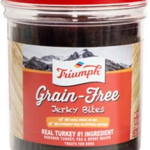 Triumph Grain-Free Free Spirit Deboned Turkey/Pea/Berry Jerky Bites Jerky Dog Treats - 20 oz - Case of 6