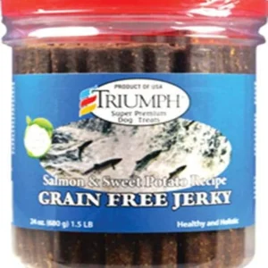 Triumph Grain-Free Salmon/Sw Potato Jerky (Canister) Jerky Dog Treats - 24 oz - Case of 6