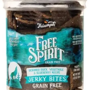 Triumph Grain-Free Spirit Deboned Duck, Pea, Blueberry Jerky Bites Jerky Dog Treats - 20 oz - Case of 6