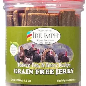 Triumph Grain-Free Turkey/Pea & Berry Jerky (Canister) Jerky Dog Treats - 24 oz - Case of 6