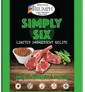 Triumph Simply Six Lamb Meal, Brown Rice & Pea (6 per bale) Dry Dog Food - 3 lb Bag