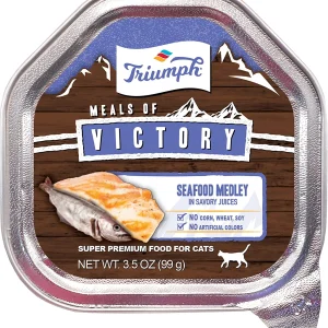 Triumph Victory Wet Cup Seafood Medley Wet Cat Food - 3.5 oz - Case of 15