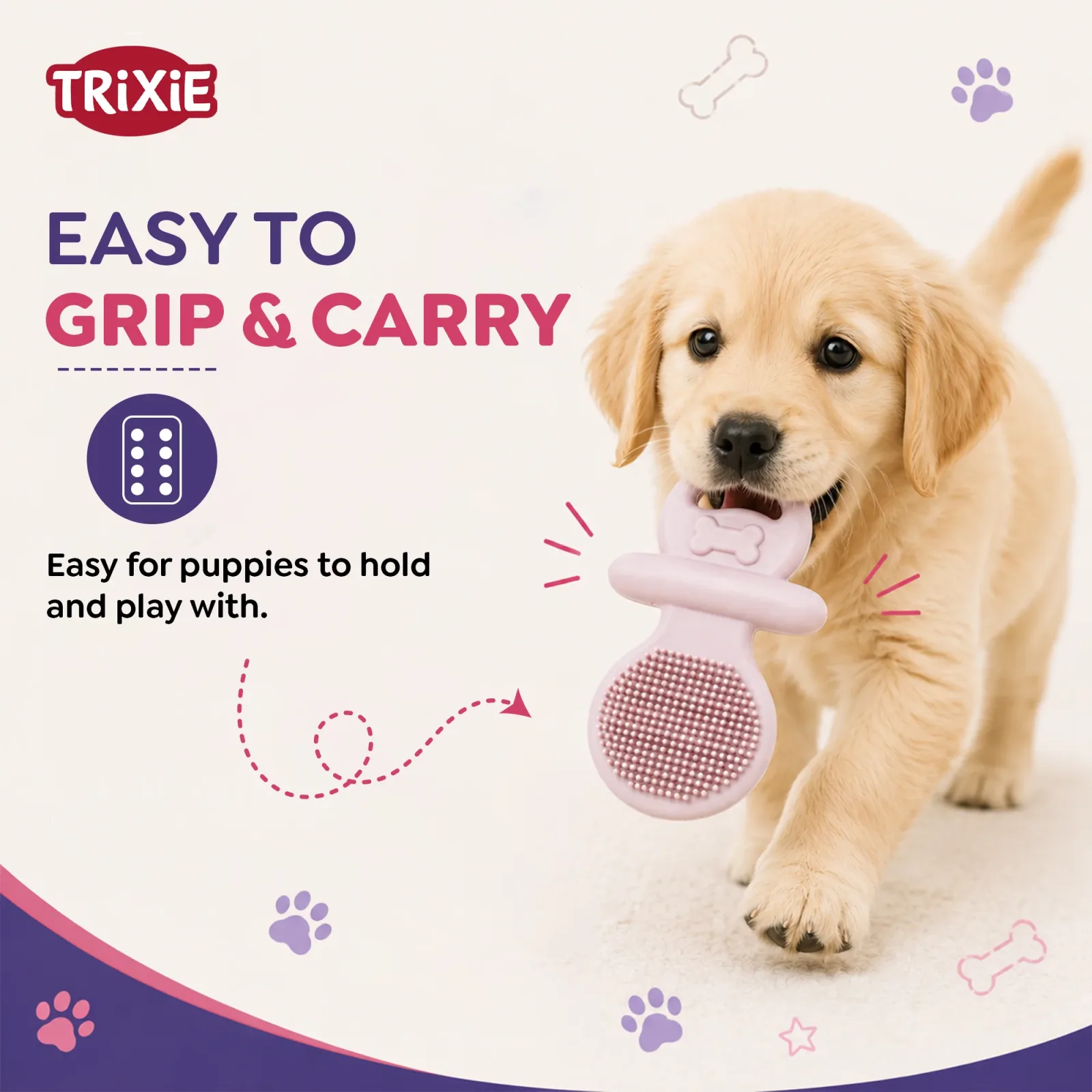 Trixie Junior Pacifier Natural Rubber Chew Toy for Dogs (Pink) - Image 2