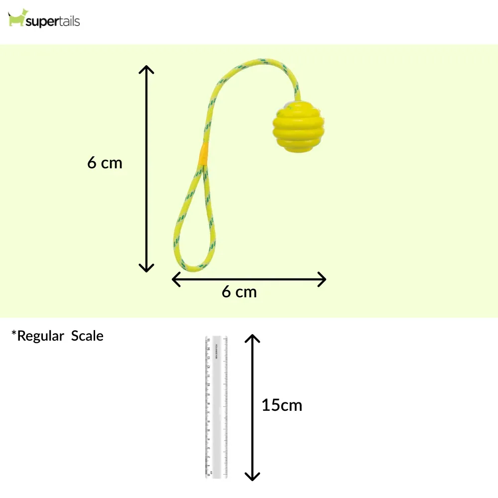 Trixie Wavy Ball on a Rope Toy for Dogs (Yellow) - Image 2