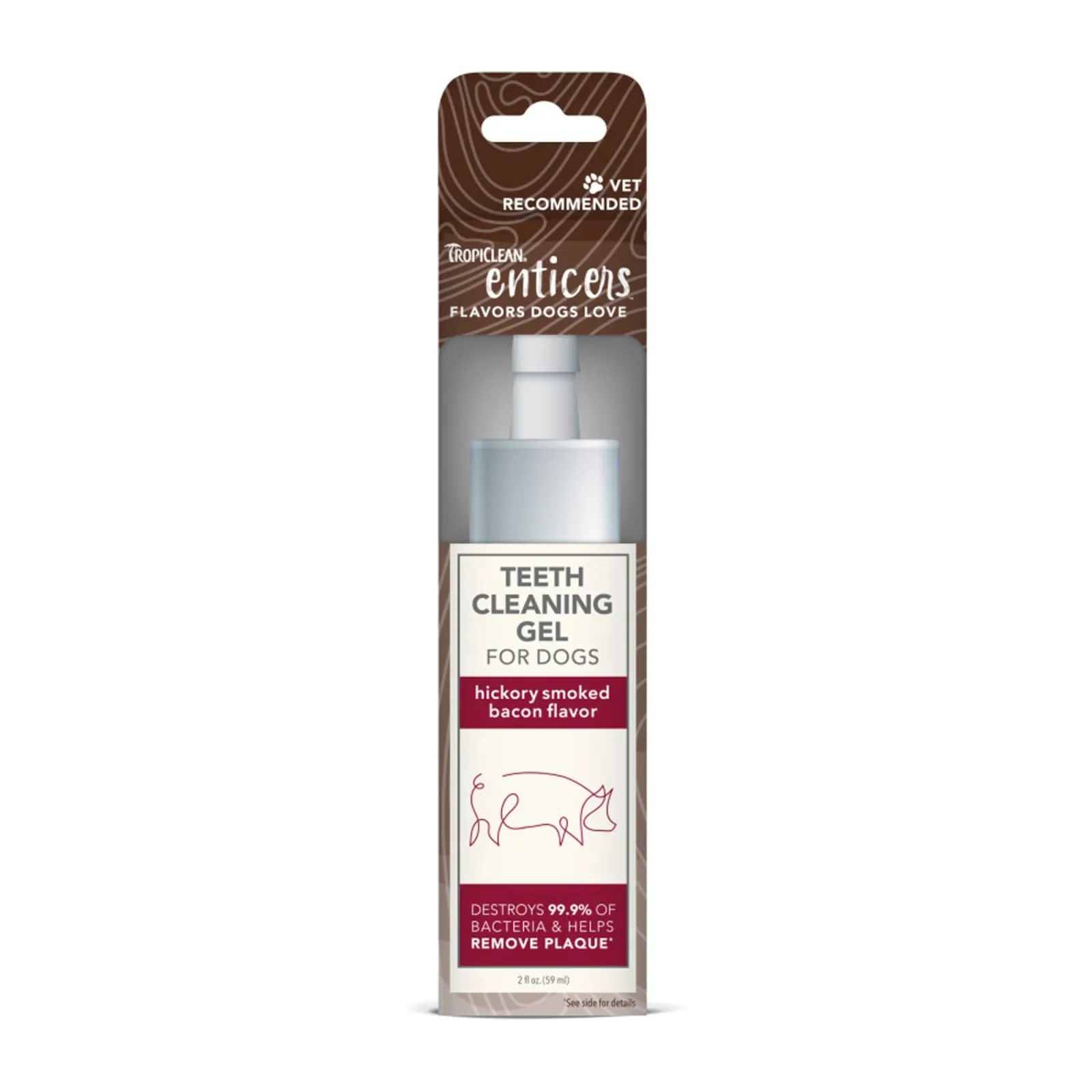 TropiClean Enticers Teeth Cleaning Gel for Dogs Hickory Smoked Bacon, 2 oz