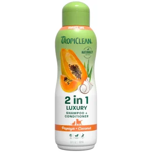 TropiClean Papaya & Coconut 2in1 Dog Grooming Shampoo 20oz