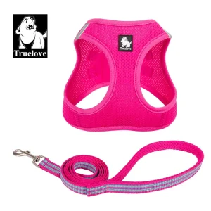 Truelove Mesh Harness & Leash Set for Cats and Small to Medium Dogs (Fuchsia)