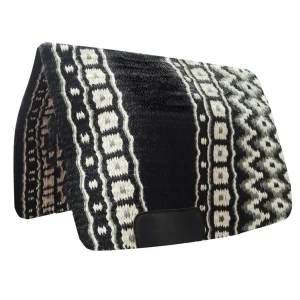 TuffRider Fort Worth Western Show Blanket with Wear Leathers- Black/White- 34 x 40
