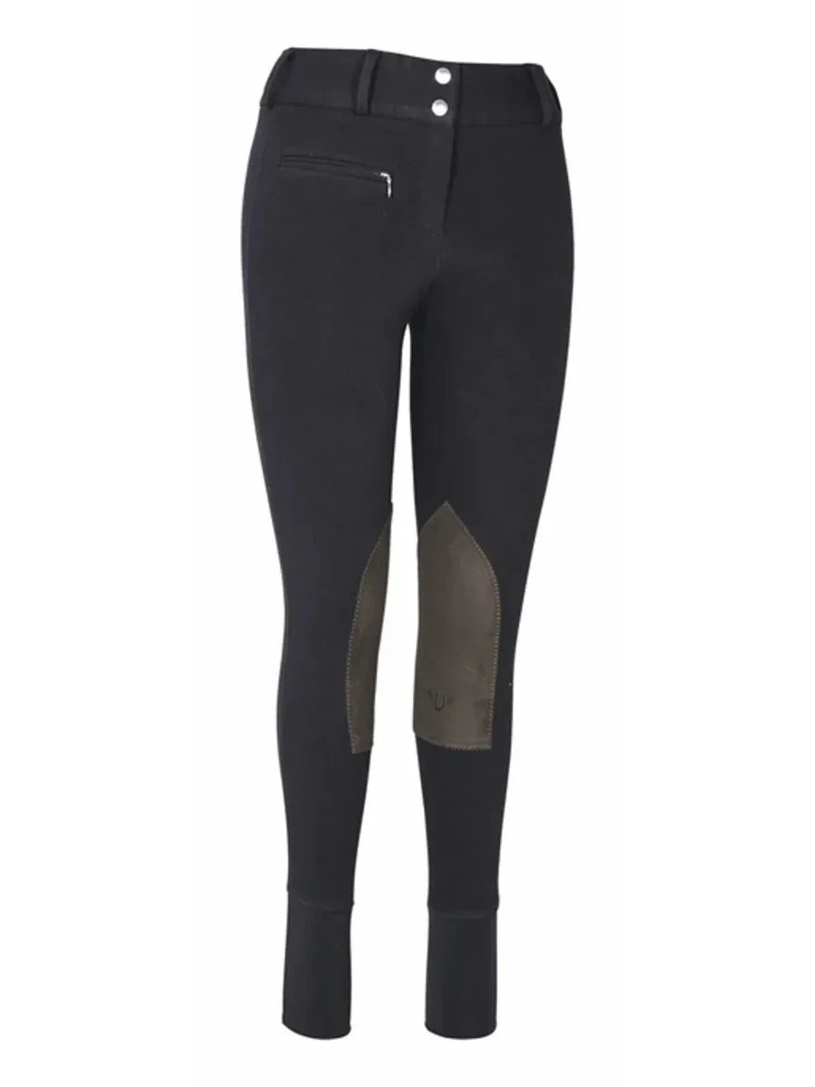 TuffRider Ladies Cotton Lowrise Wide Waistband Knee Patch Breeches - Image 2