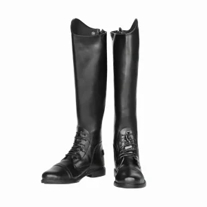 TuffRider Men's Starter Front Zip Field Boots - Tall Riding Boots with Spanish Top for Equestrian