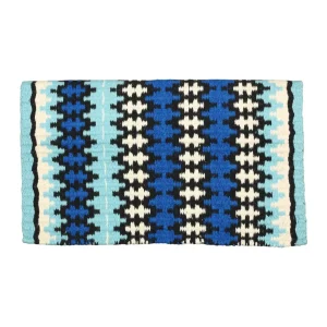 TuffRider Shawnee Double Weave Saddle Blanket-Lt. Blue/R.Blue/Black-34 x 42 in
