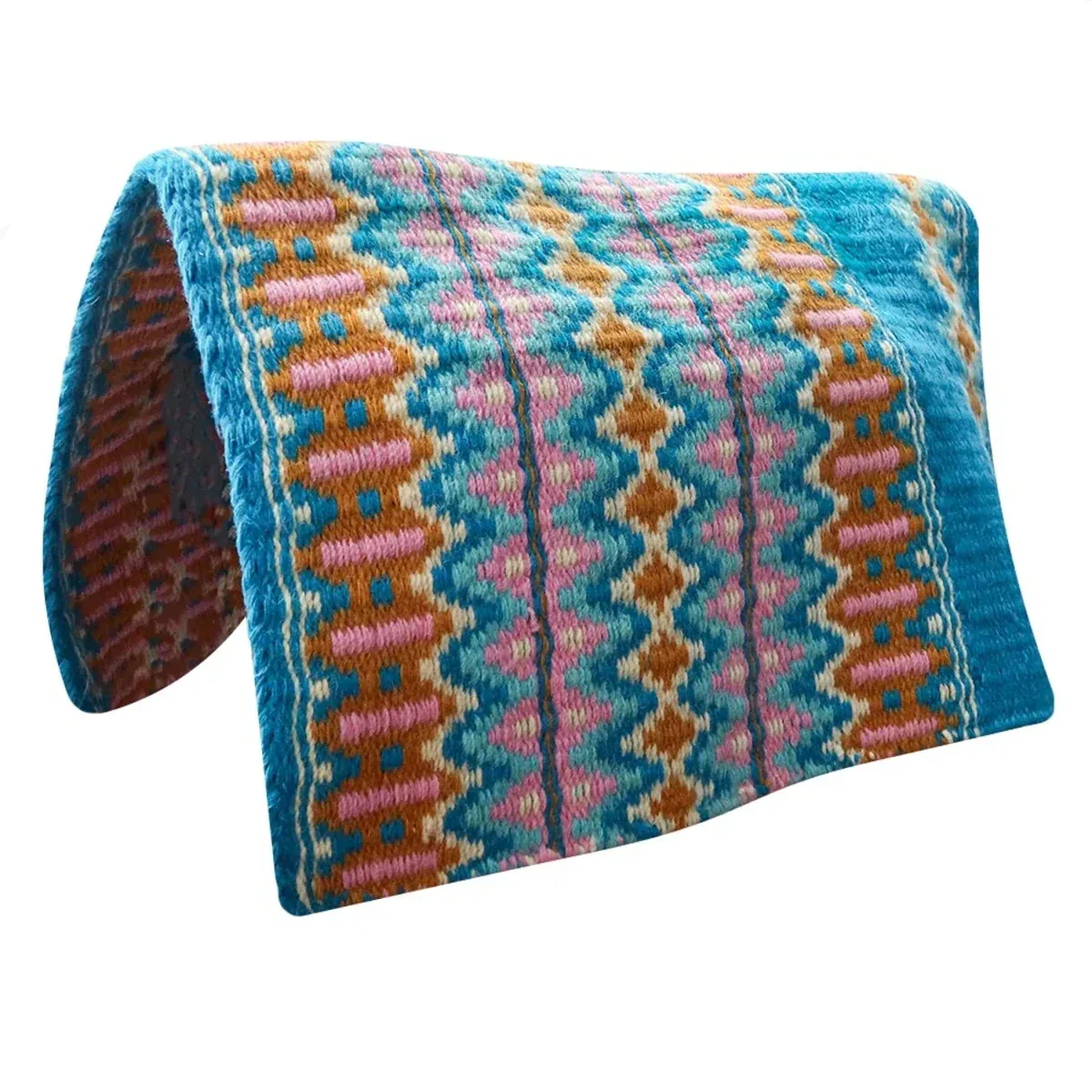 TuffRider Silverton Western Show Blanket- Teal Blue/Tan- 34 x 40 - Image 2