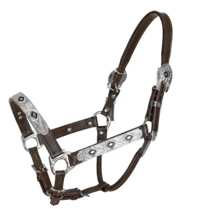 TuffRider Western Show Halter With, Silver, Dark, Brown, Horse