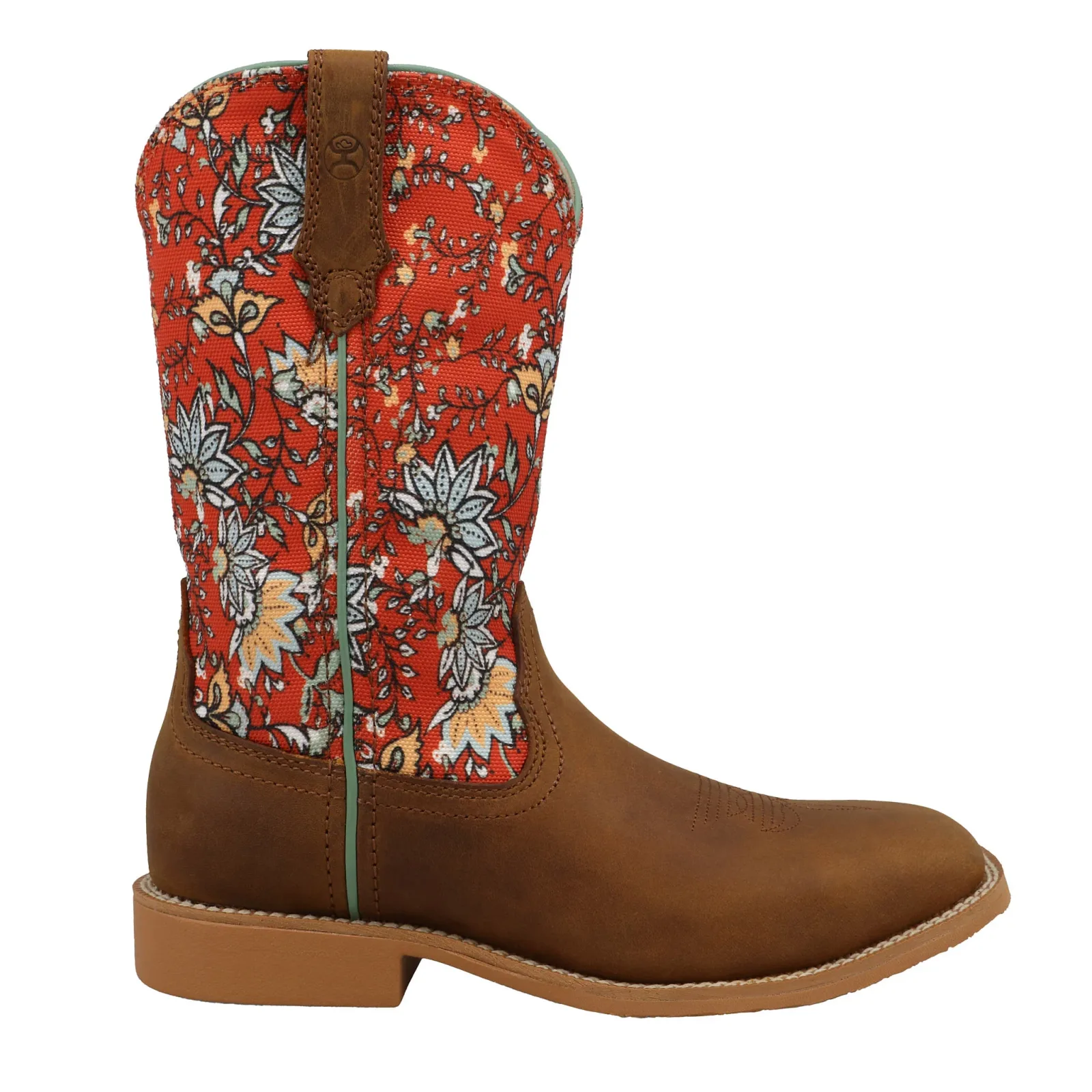 Twisted X Kids Hooey Rustic Brown and Red Floral Boot - Image 2