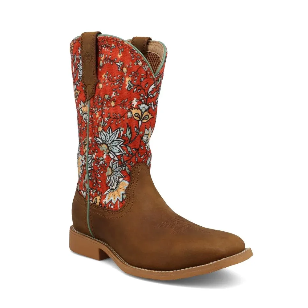 Twisted X Kids Hooey Rustic Brown and Red Floral Boot
