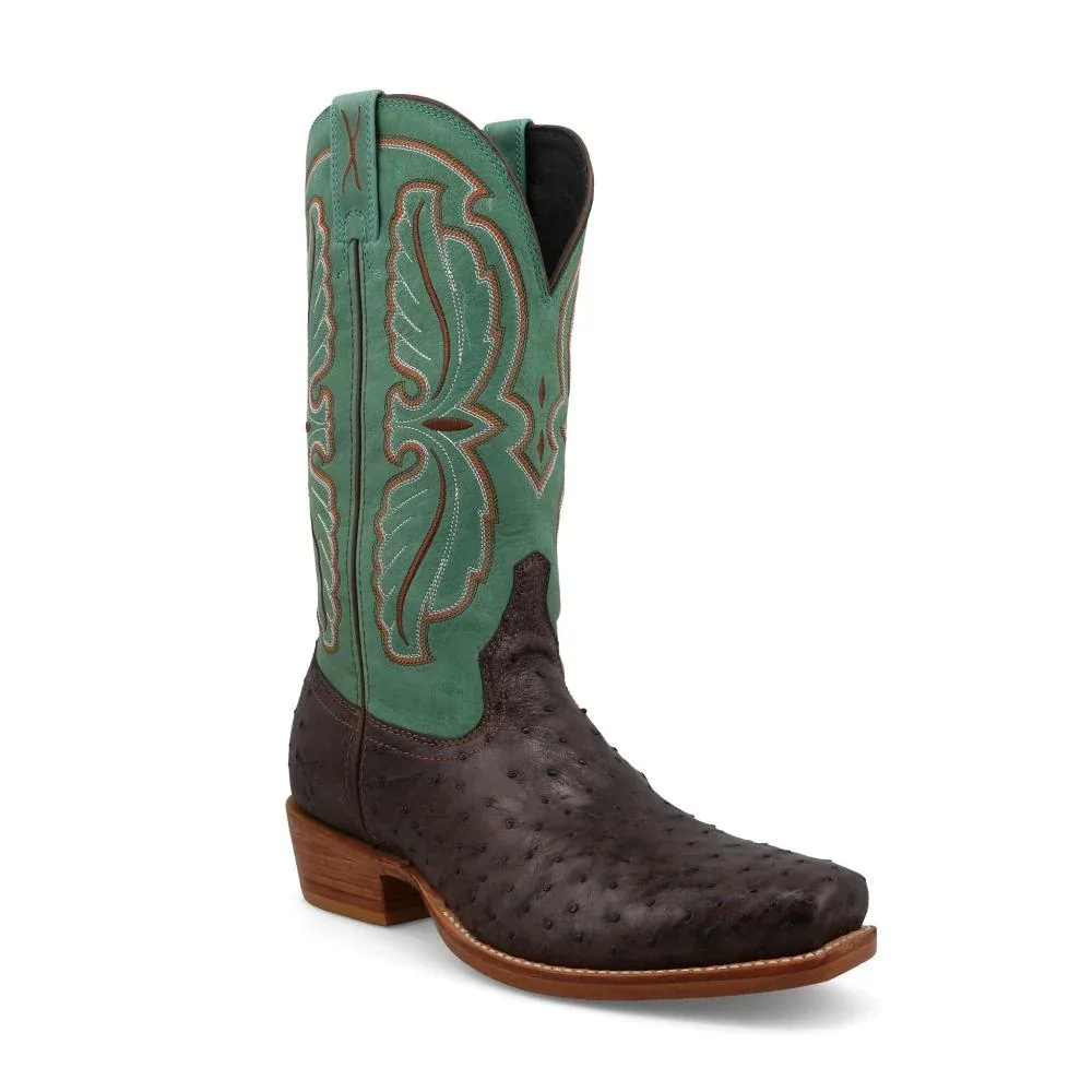 Twisted X Mens Reserve Tobacco Full Quill Ostrich Vamp 13in Jade Top