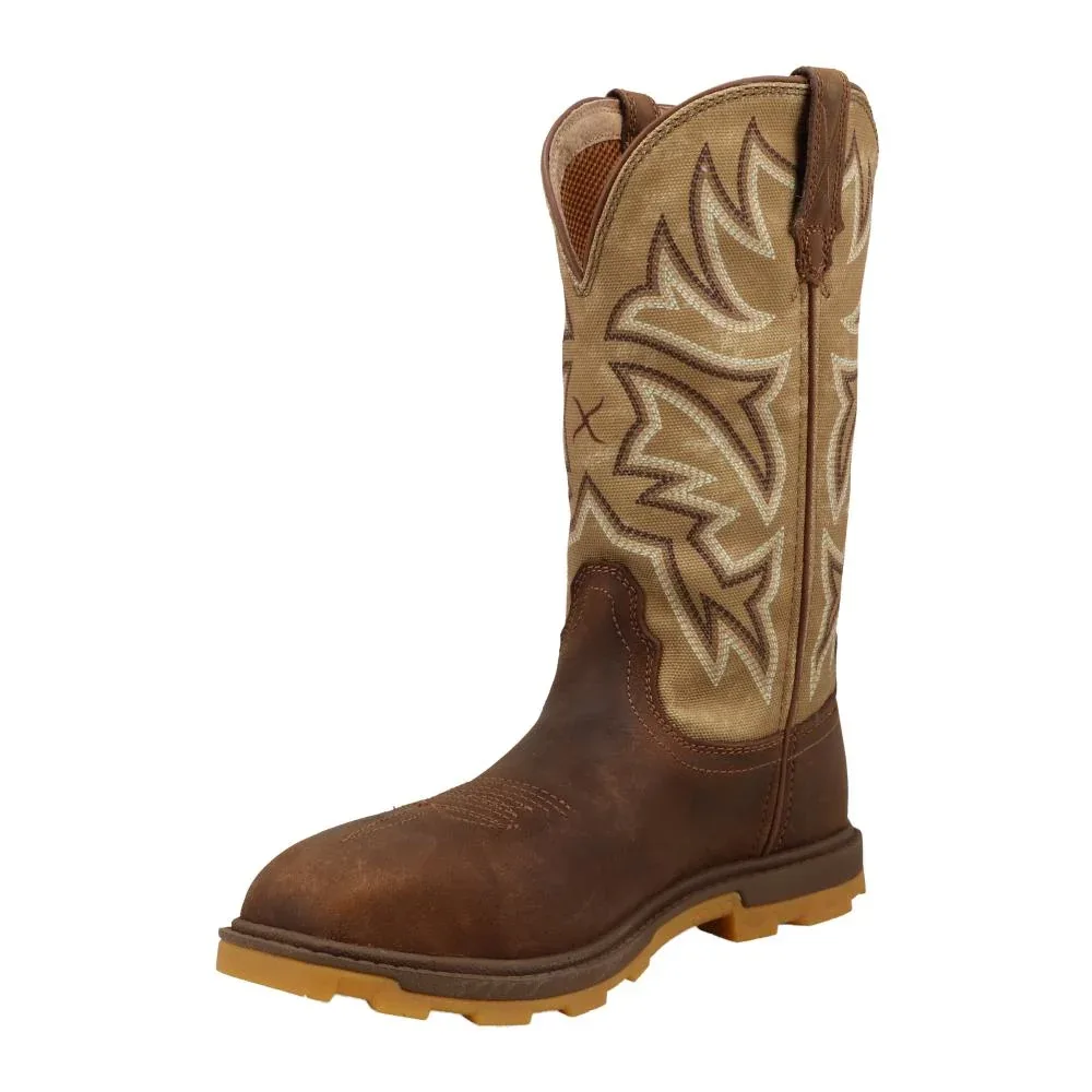 Twisted X Womens Ultralite 11In Bison Brown Top Nano Square Toe Work Boot