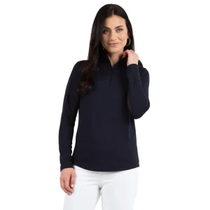 Ubkul Womens Black Essential Long Sleeve Zip Mock Top