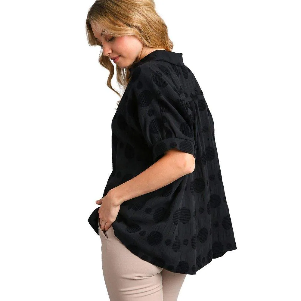 Umgee Usa Inc. Women's Black Button Polka Dot Top - Image 2