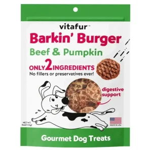 Vitafur Barkin Burger Beef & Pumpkin Dog Treat 4 oz