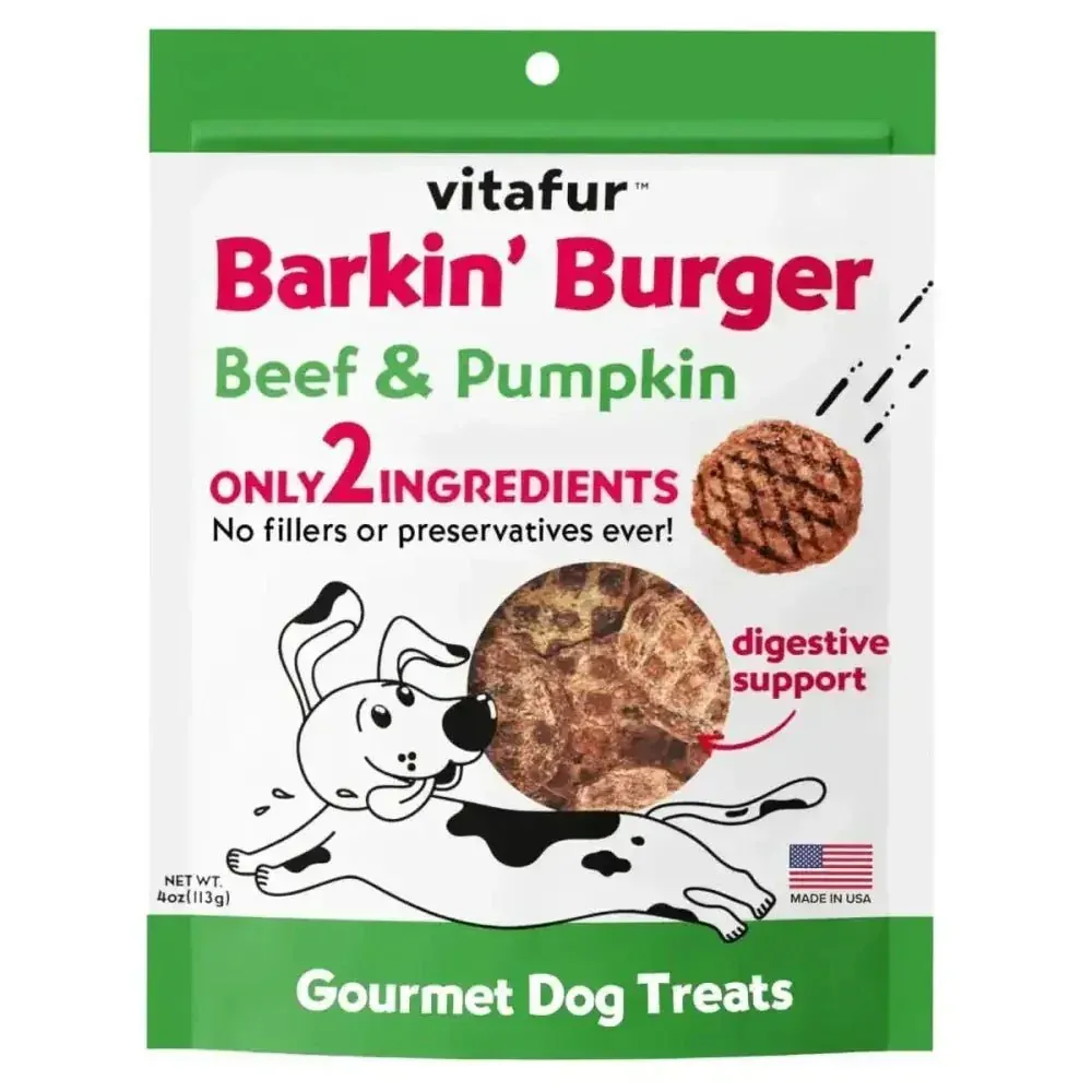 Vitafur Barkin Burger Beef & Pumpkin Dog Treat 4 oz