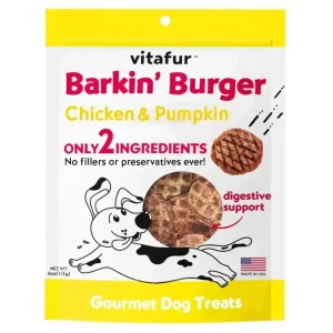 Vitafur Barkin Burger Chicken & Pumpkin Dog Treat 4 oz