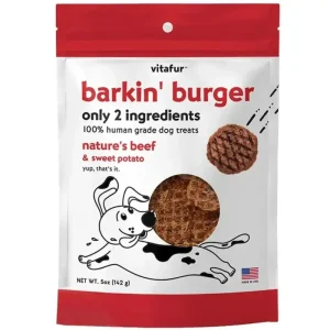 Vitafur Barkin Burger Nature's Beef & Sweet Potato Dehydrated Dog Treats 5 oz