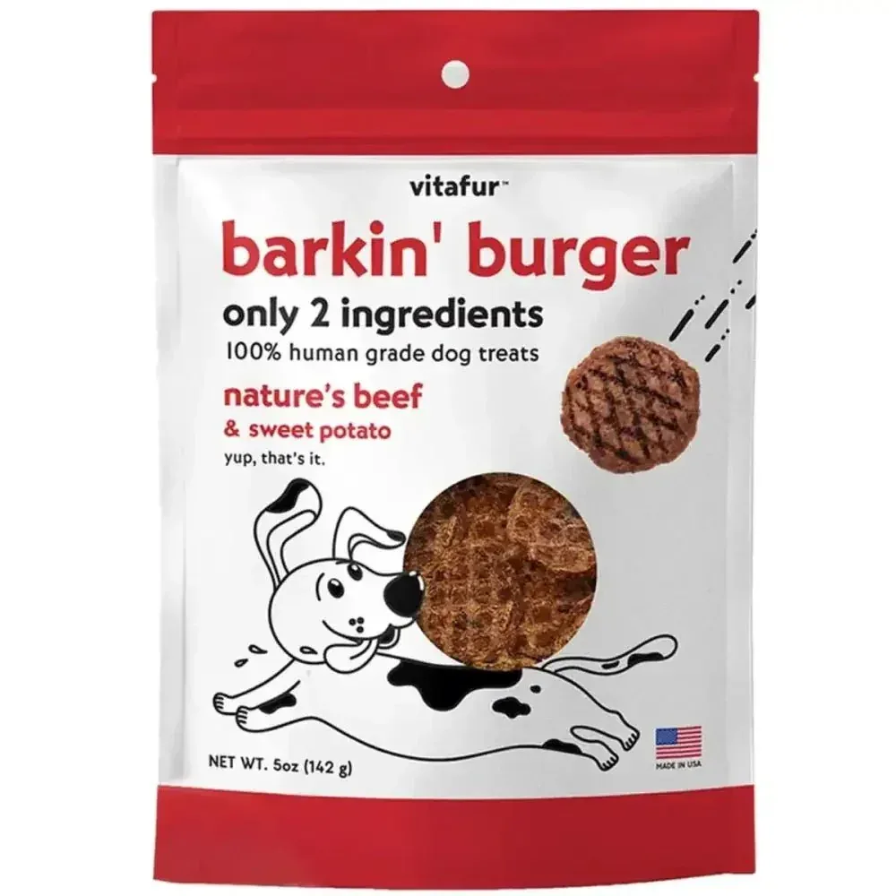Vitafur Barkin Burger Nature's Beef & Sweet Potato Dehydrated Dog Treats 5 oz