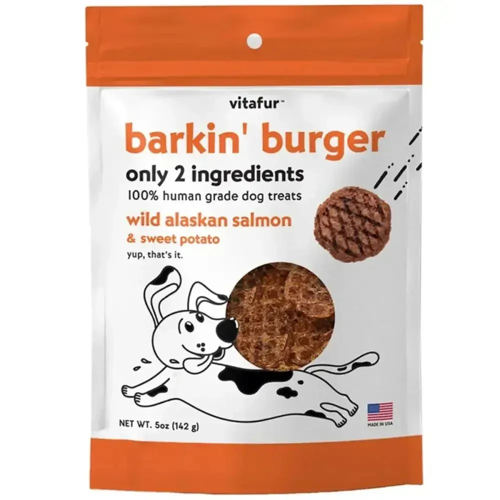 Vitafur Barkin' Burger Wild Alaskan Salmon & Sweet Potato Dehydrated Dog Treats 5 oz
