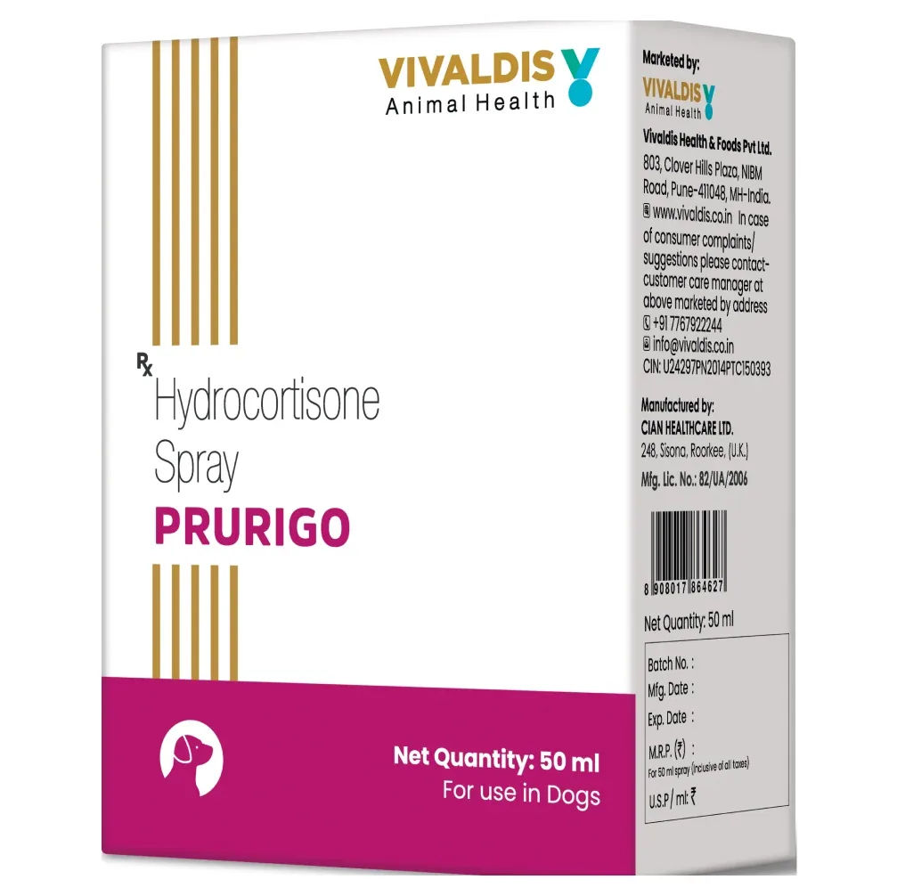 Vivaldis Prurigo (Hydrocortisone) Spray for Dogs & Cats (50ml) - Image 2